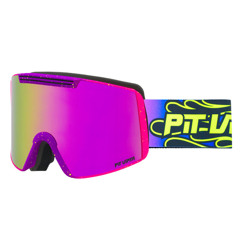 Pink / Small | side-view.JPG | Angled view of The 93 Combustion Backslap Goggle with pink / small lens on white background