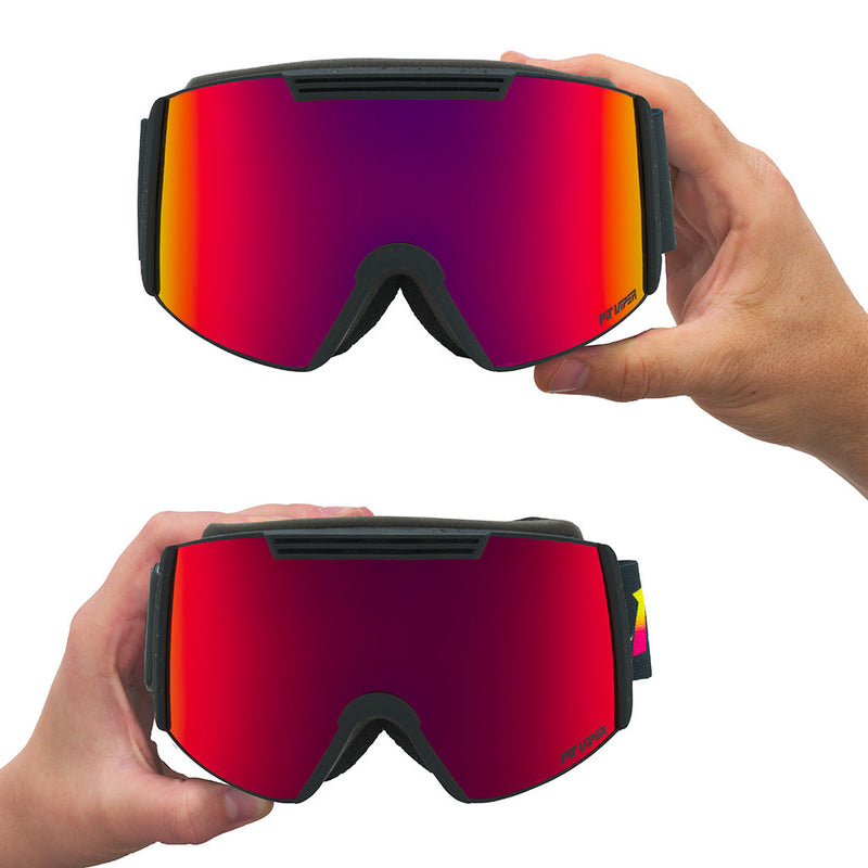 Red / Small | large_&_small.JPG | Studio view of The Power Surge Backslap Goggle with red / small lens