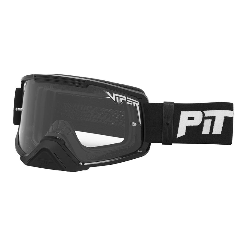 Clear / Large | side_view.JPG | Angled view of The Exec Brapstrap Goggle with clear / large lens on white background