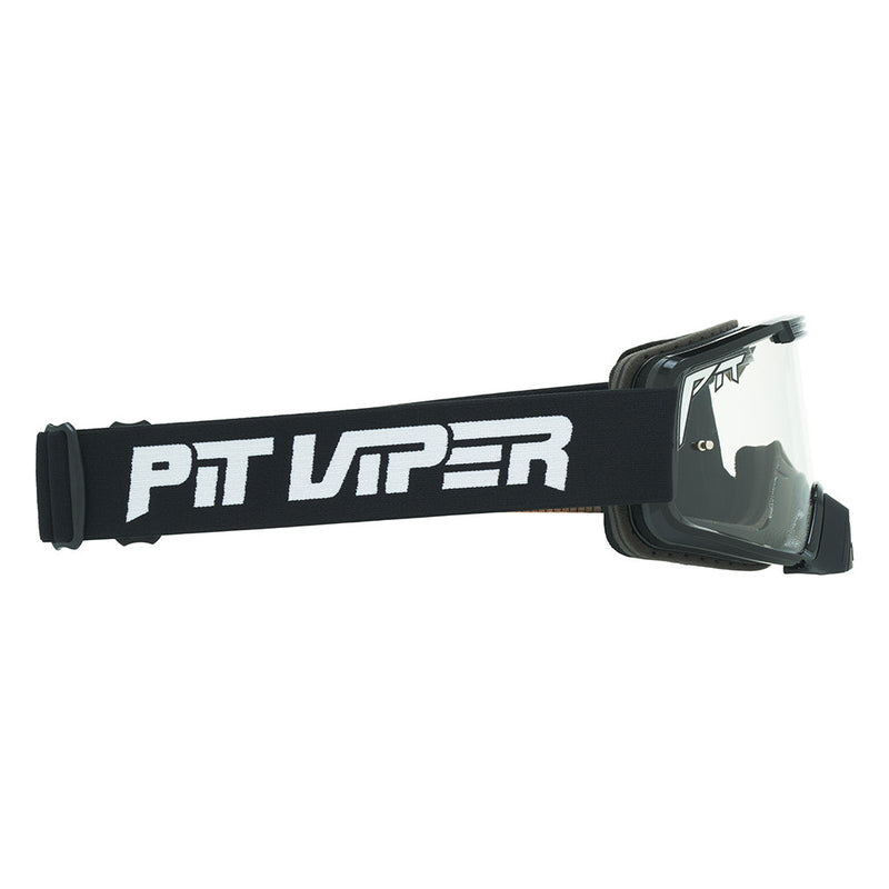 Clear / Small | even_more_side_view.JPG | Angled view of The Exec Brapstrap Goggle with clear / small lens on white background