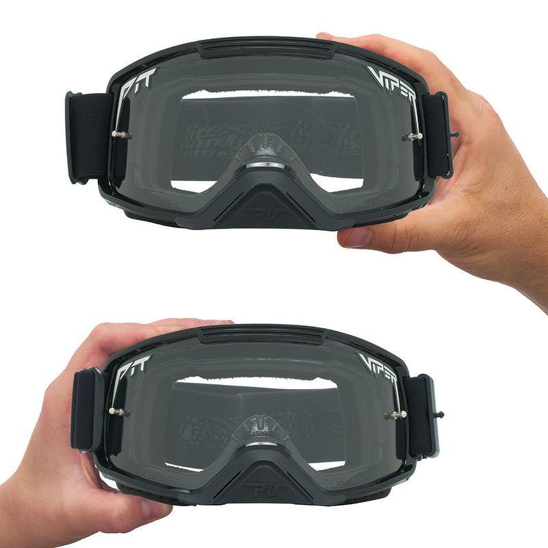 Clear / Small | large_&_small.JPG | Studio view of The Exec Brapstrap Goggle with clear / small lens