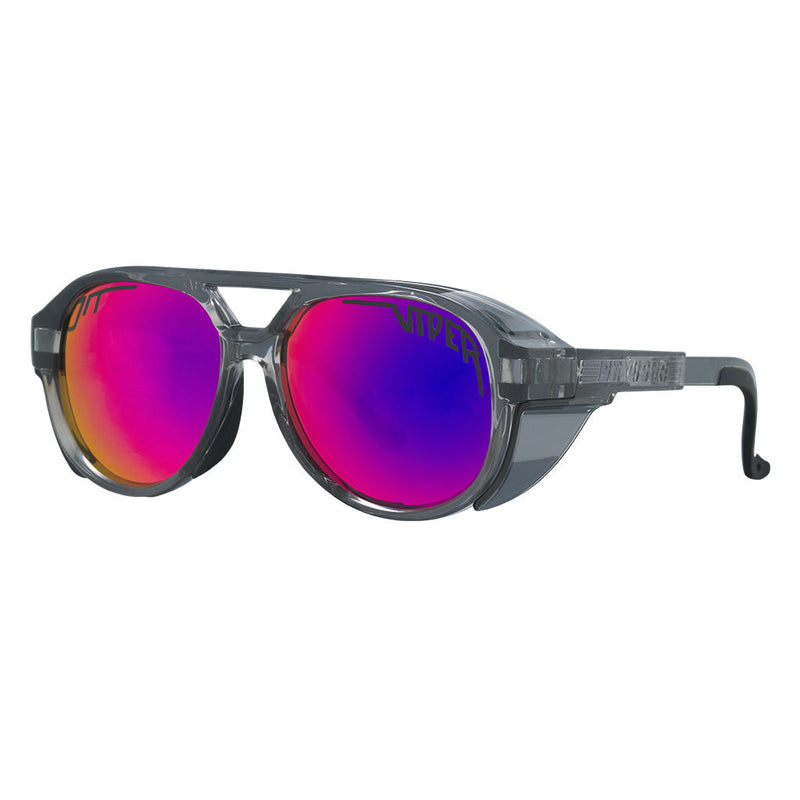 Polarized Z87+ Purple | side_view.JPG | The Smoke Show Exciter, glacier glasses from pit viper with a grey translucent frame and purple lens