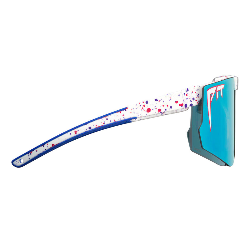 HDPV Polarized Blue / Regular | even_more_side_view.JPG | Angled view of The Merika Flip-Offs 2.0 with hdpv polarized blue / regular lens on white background