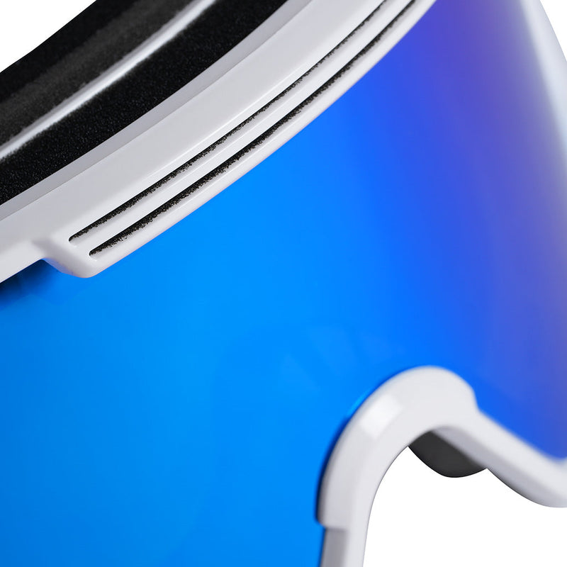 Blue / Small | im_ready_for_my_closeup.JPG | Studio view of The Miami Nights French Fry Goggle with blue / small lens