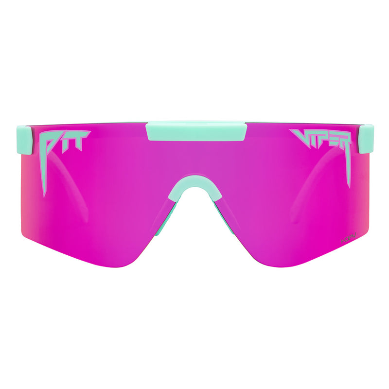 HDPV Polarized Pink / Wide | full_frontal.JPG | Front view of The Oral Exam Original 2.0 in wide fit with hdpv polarized pink lens on white background