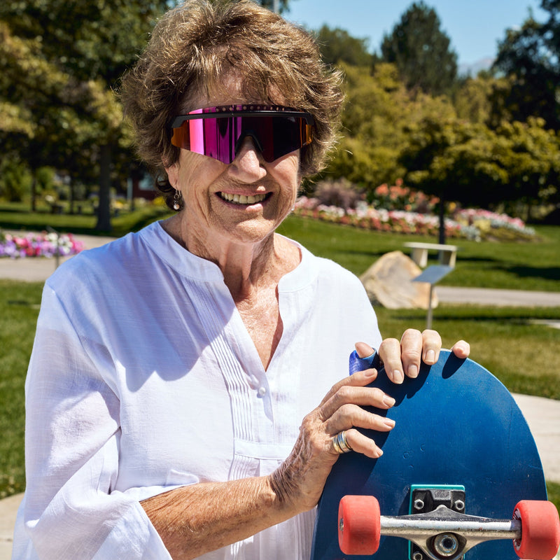 Person wearing The Exec Skysurfer Extreme sunglasses
