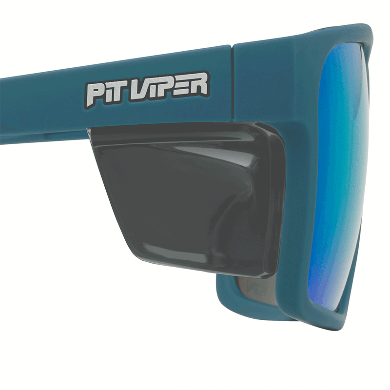 / Z87+ HDPV Polarized Blue-Green | side_shield.gif | Front view of The Spackler Revlock with z87+ hdpv polarized blue-green lens on white background