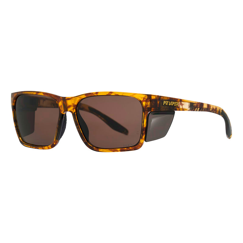 / Z87+ HDPV Polarized Brown | side_view.jpg | Angled view of The Hawksbill Revlock with z87+ hdpv polarized brown lens on white background