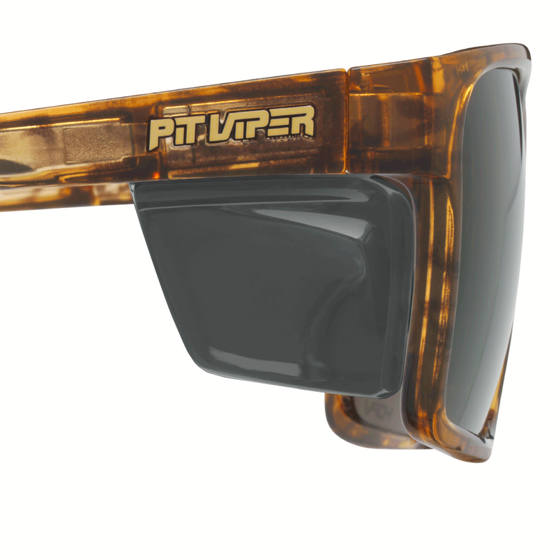 / Z87+ HDPV Polarized Brown | side_shield.gif | Studio view of The Hawksbill Revlock with z87+ hdpv polarized brown lens