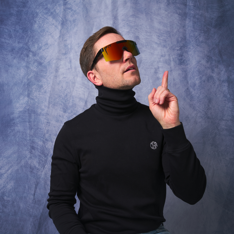 HDPV Polarized Rainbow / Regular | photo_of_person.JPG | Person wearing The Exec Original 2.0 with HDPV Polarized Rainbow lens