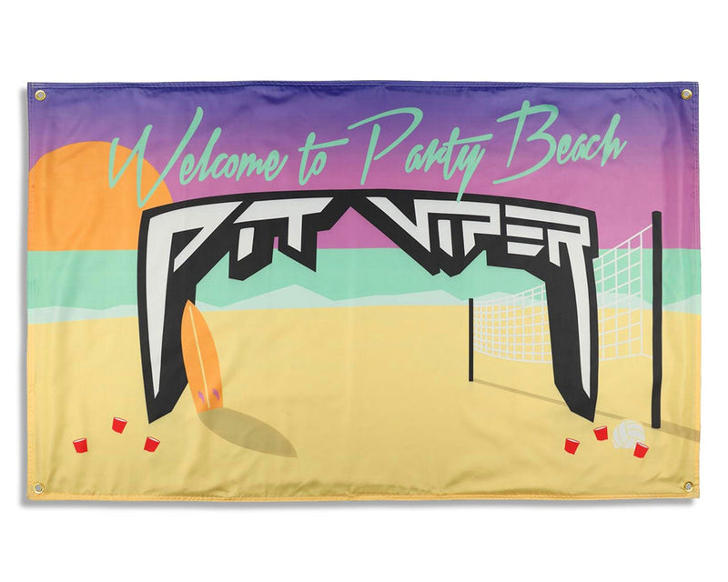  | front_view.JPG | Front view of Party Beach Flag on white background