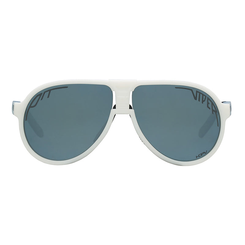 / HDPV Polarized Silver | full_frontal.JPG | Front view of The Miami Nights Jethawk with hdpv polarized silver lens on white background