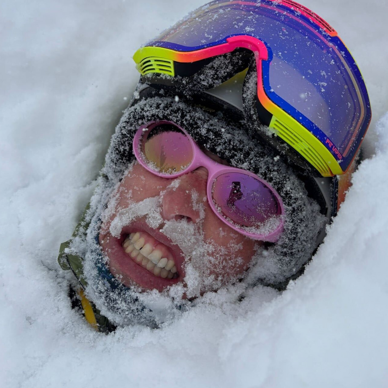 / Z87+ HDPV Polarized Pink | photo_of_really_cold_person.JPG | Person wearing The Juicy Slammer with Z87+ HDPV Polarized Pink lens