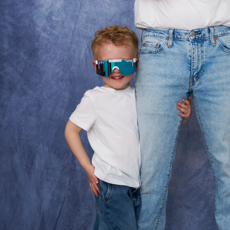 / HDPV Polarized Blue | please.JPG | Person wearing The Merika Junior with HDPV Polarized Blue lens