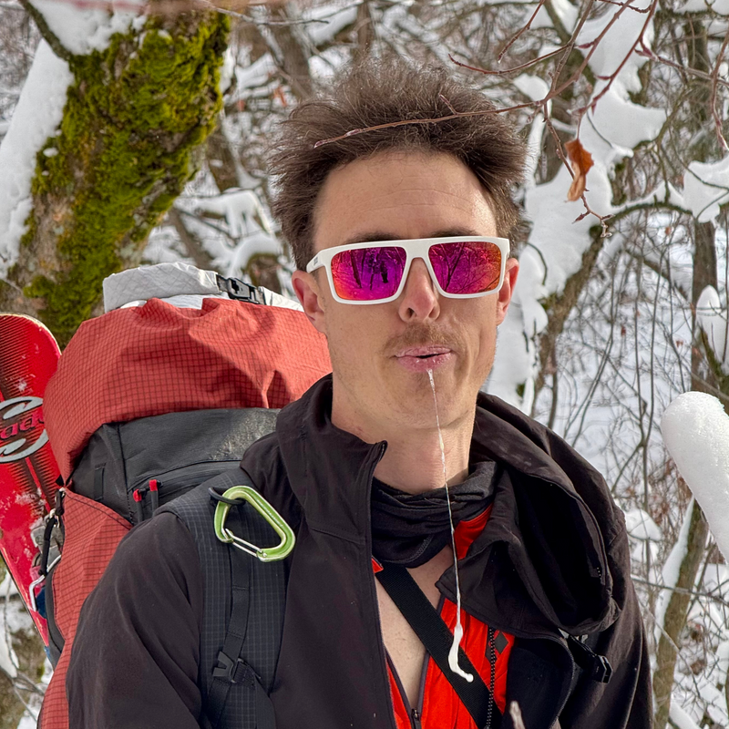 / HDPV Polarized Red | photo_of_person.JPG | Person wearing The Miami Nights Turboshaft with HDPV Polarized Red lens