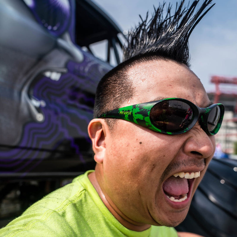 / Smoke | photo_of_person.JPG | Person wearing The Slime Slammer with Smoke lens