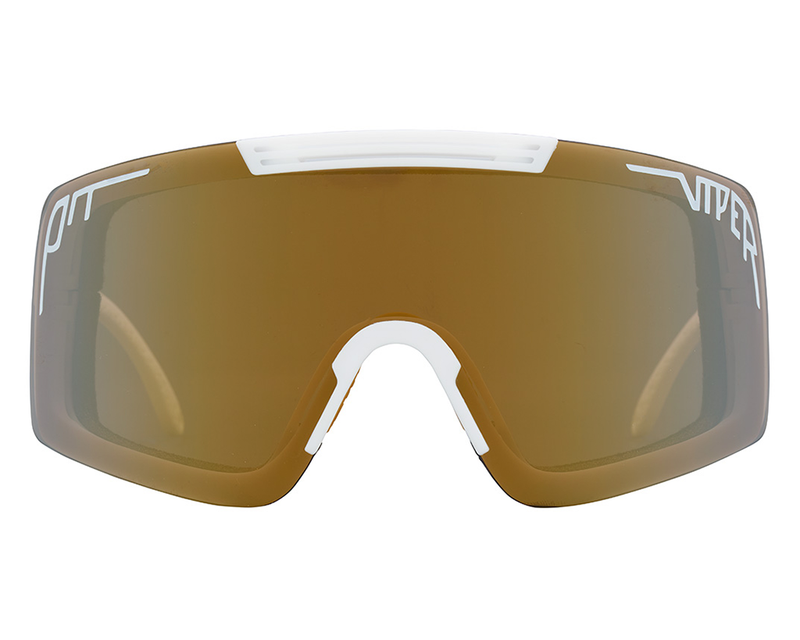 / Gold | full_frontal.JPG | Front view of The Miami Nights Synthesizer with gold lens on white background