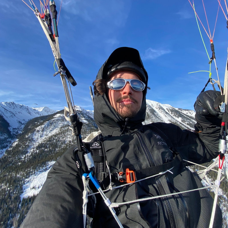 / HDPV Polarized Silver | photo_of_person.JPG | Person wearing The Spine Tingler Altimeter with HDPV Polarized Silver lens